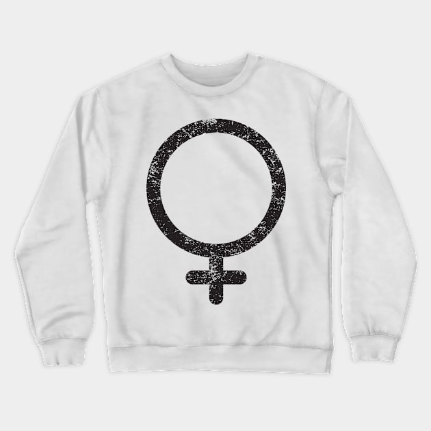 Distressed Feminist/Woman Symbol Crewneck Sweatshirt by FeministShirts